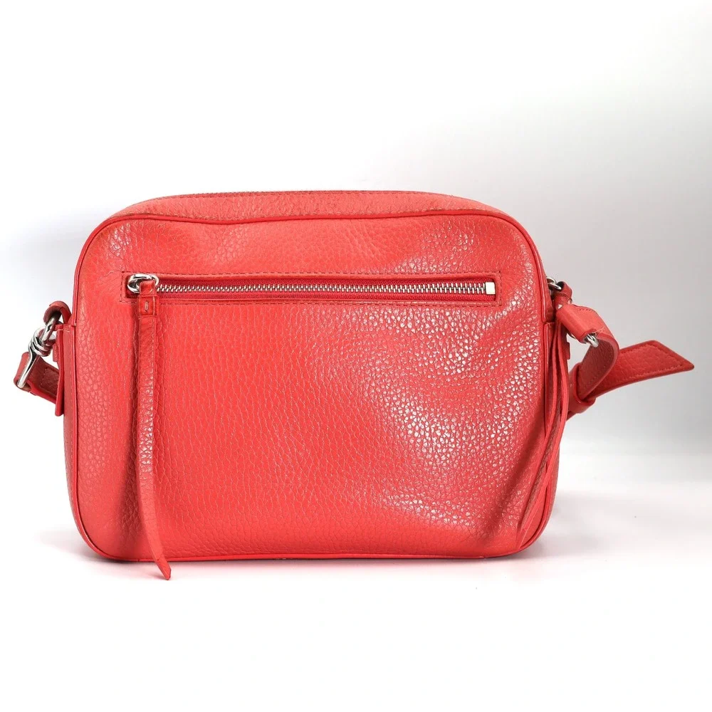 AllSaints Captain Lea Square Crossbody Bag Womens Coral Pink Cow Leather